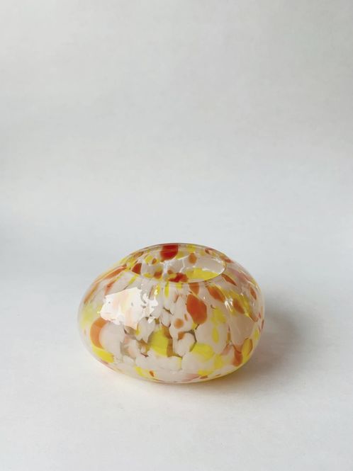 Hovedbilde Lysholder glass organisk gul/brunorange/hvit 