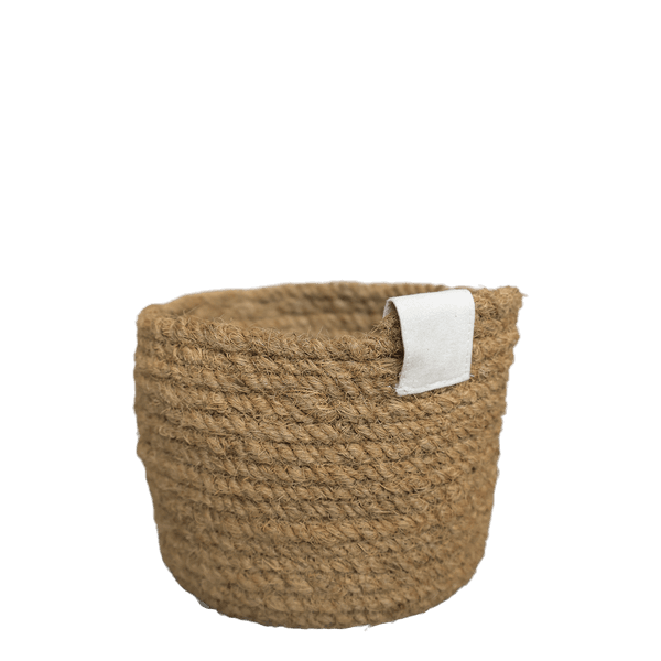 Kurv i flettet jute – H18/&Oslash;14 cm