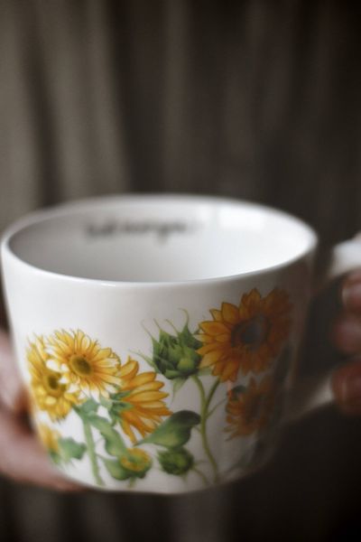 Krus 10 &times; 7,5 cm solsikke &laquo;God morgen&raquo;