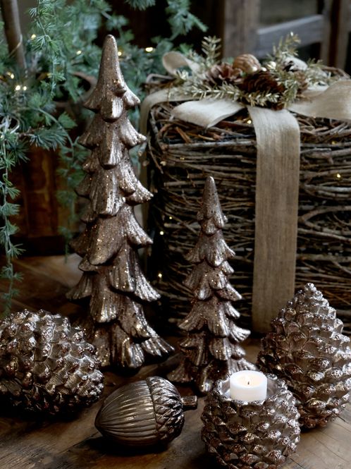 Hovedbilde Juletre med glimmer- Mocca (lite)