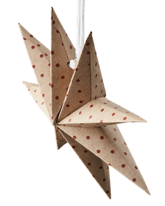 Hovedbilde Papirstjerne S – brun med r&oslash;de prikker 20 ...