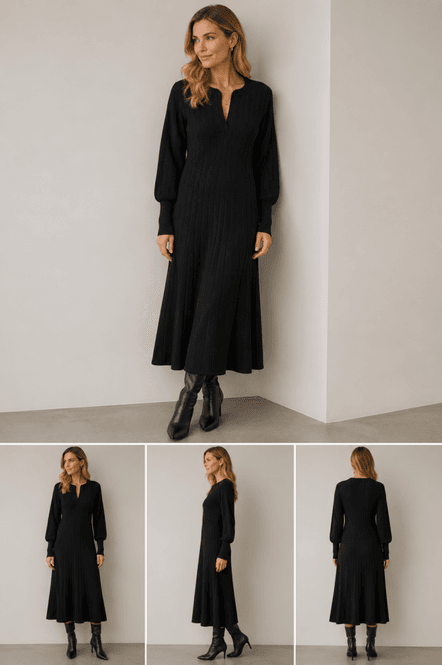 Hovedbilde Franny ribbestrikket kjole – Black