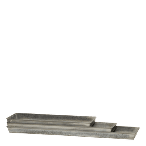 Hovedbilde Brett i tre st&oslash;rrelser, antikk sink