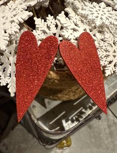 Hovedbilde Trehjerte p&aring; pinne B7 14,5 cm r&oslash;d m/glitter